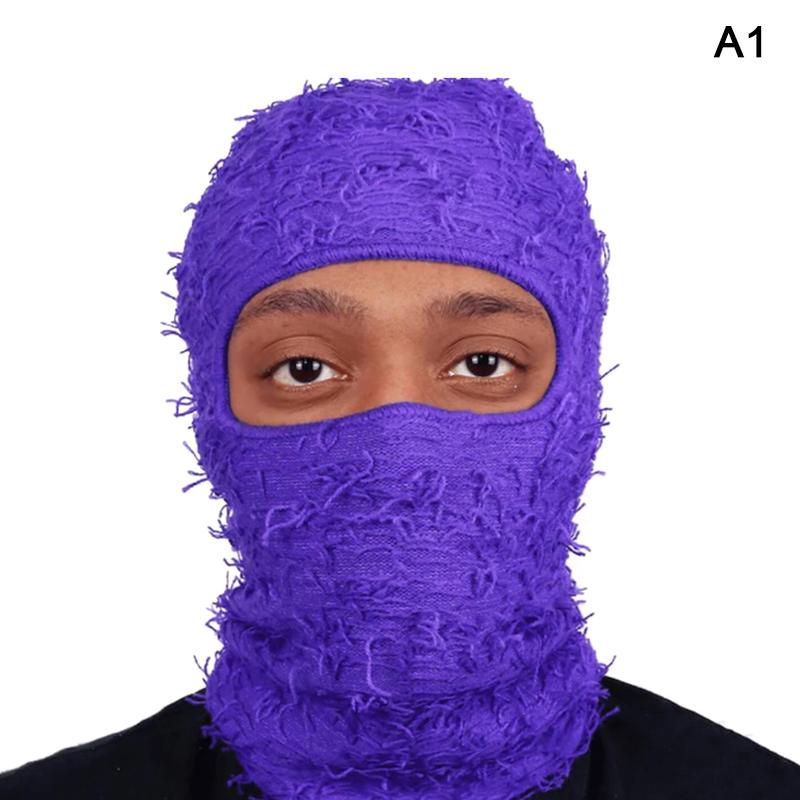 Балаклава состаренная вязаная полнолицевая лыжная маска камуфляжная балаклава лыжная шапка