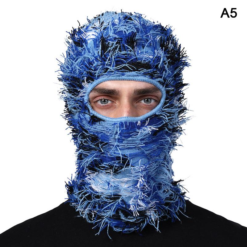 Балаклава состаренная вязаная полнолицевая лыжная маска камуфляжная балаклава лыжная шапка